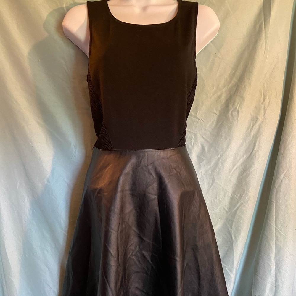 Sexy Vera Wang Goth 80s 90s Black Mesh and Vinyl Minidress dress size small EUC
